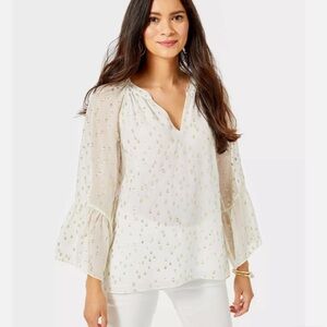 Lilly Pulitzer Gold Dot Sheer Blouse – Size S